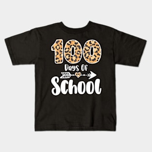 Happy 100Th Day Of School Leopard 100 Days Of School Teacher Kids T-Shirt